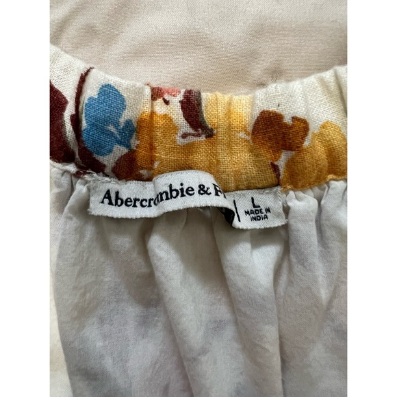 A&F Linen-Blend Puff Sleeve V-Neck Top - L - EUC! - Picture 5 of 6